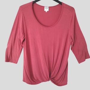 Tunic Top Blouse Twist Knot Hemline 3/4 Length Sleeves Women's Casual Fall Soft